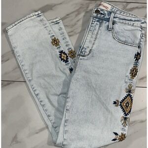 Driftwood Women's Size 26 Gizelle Jeans Embroidered Light Wash Straight Ankle